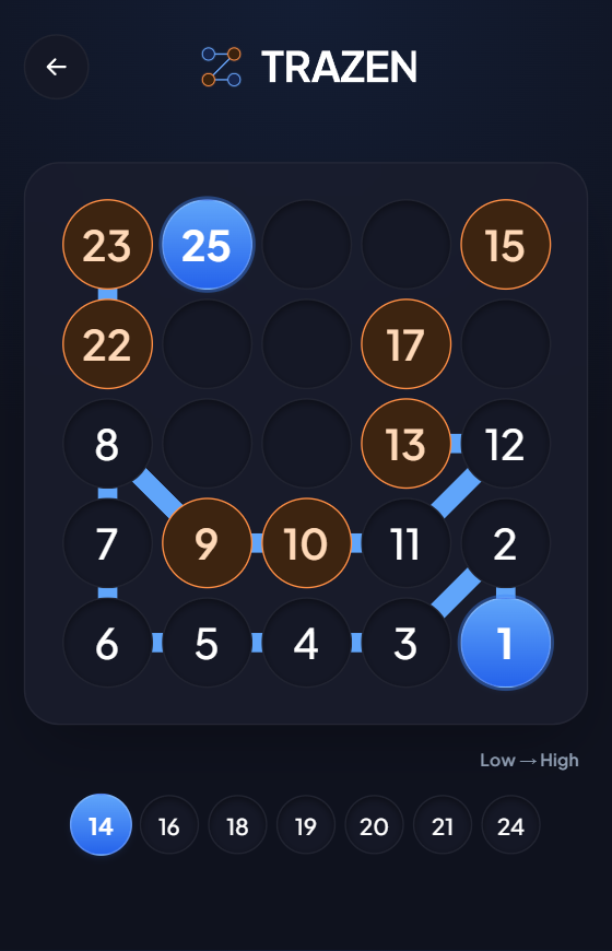 Level 17 board half solved, with the number tray