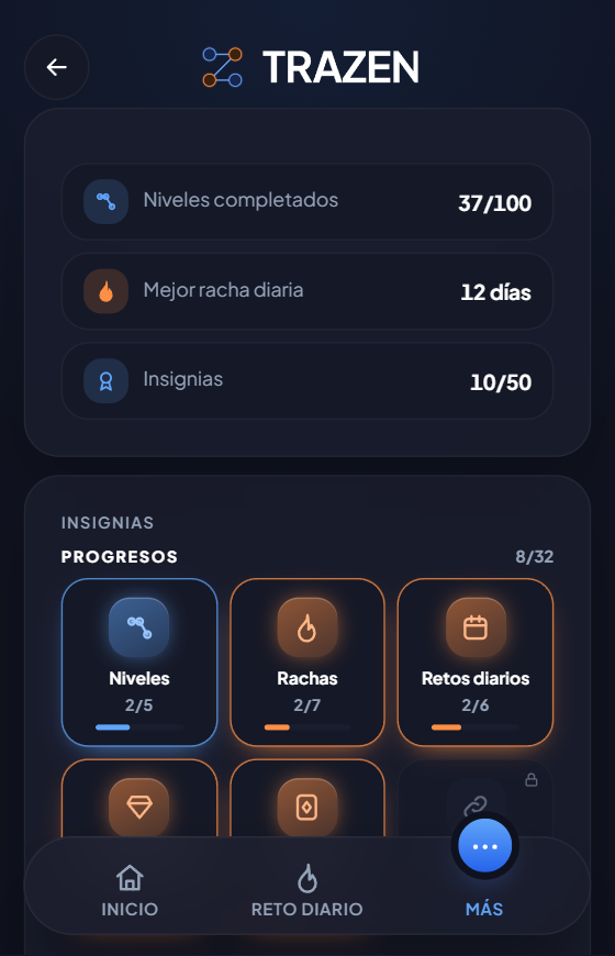 Pantalla de logros e insignias